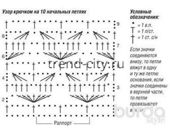 Ажурный топ крючком в полоску схема