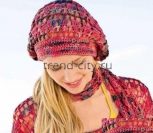 Берет крючком из меланжевой пряжи Берет крючком из меланжевой пряжи