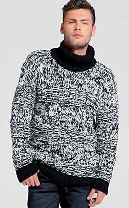 Black-White Turtleneck Sweater - black and white turtleneck on man