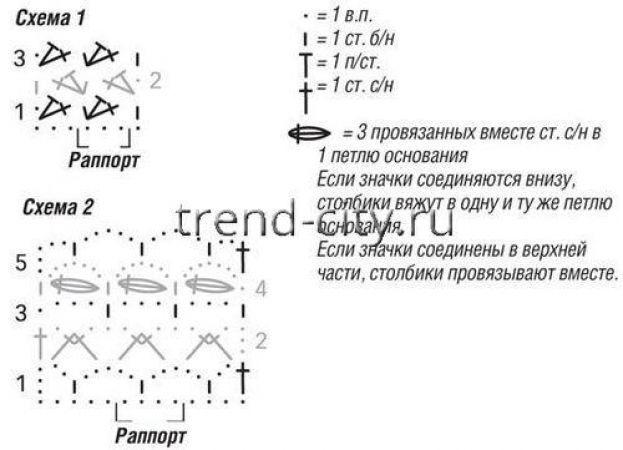 Джемпер крючком в светлых тонах схема