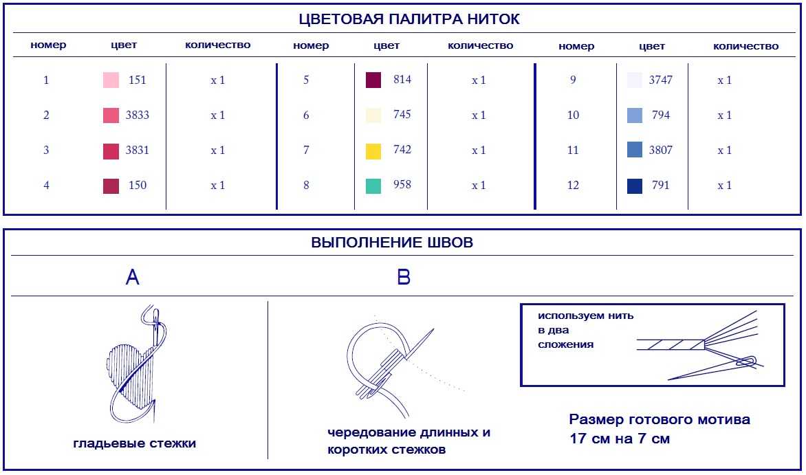 фиалки вышивка гладью схема