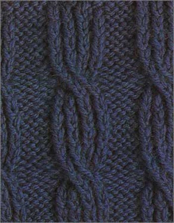 Ribbed Cable Stitch - navy cable and rib knit swatch