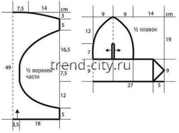 Малиновый купальник крючком выкройка