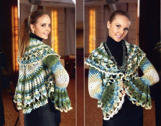 Firebird Crochet Shawl Cardigan - worn by a woman