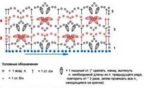 Объемный узор крючком №2010 схема