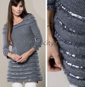 Платье-туника крючком с пайетками Платье-туника крючком с пайетками