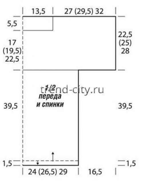 Пуловер крючком с цельновязанными рукавами выкройка