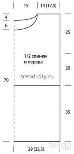 Туника крючком с кружевным лифом выкройка