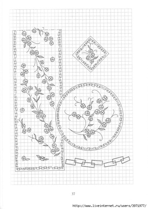 Poppies and Grapevine Motifs - morning glory vine outline