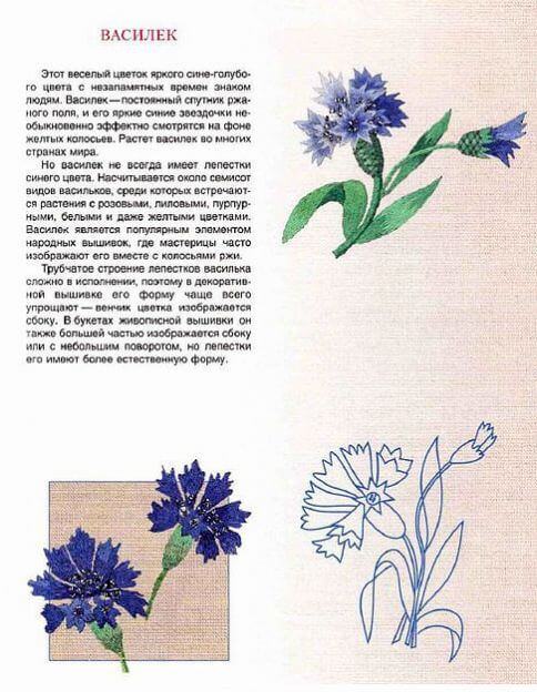 Вышивка гладью цветов  схема