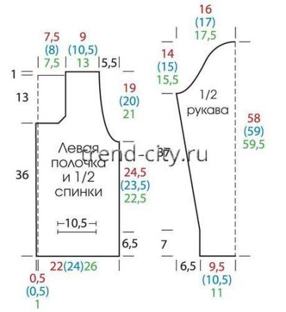 Жакет крючком с карманами выкройка