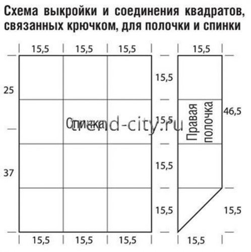 Жилет крючком из мотивов выкройка