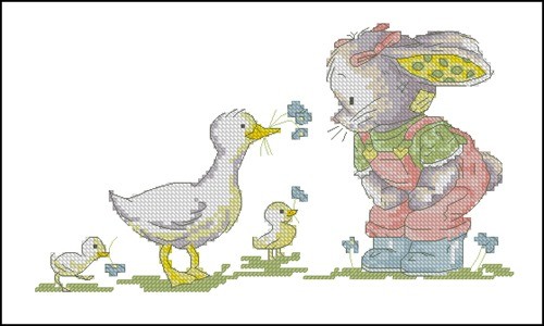 Bunny Greeting Duck Family