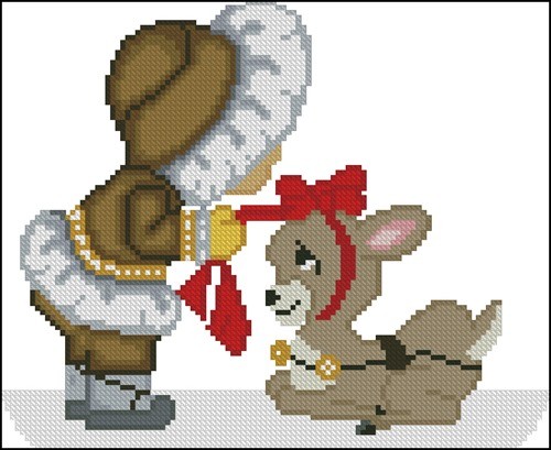 Eskimo Girl and Reindeer