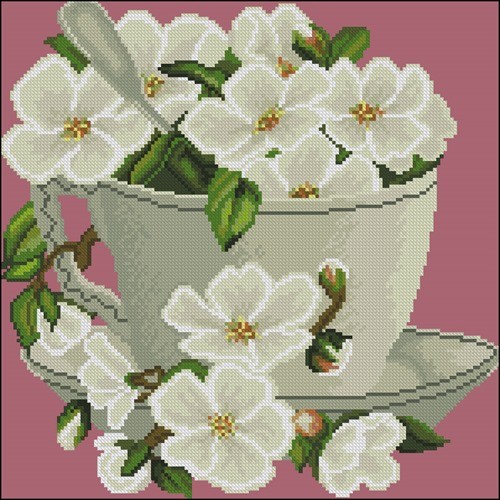 White Flowers in a Teacup