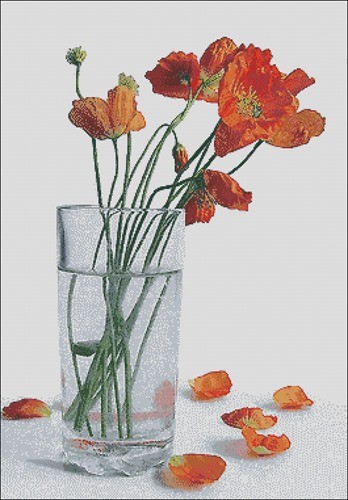 Poppies in a Glass Vase