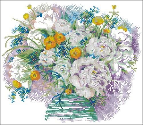 Peonies with Forget-Me-Nots