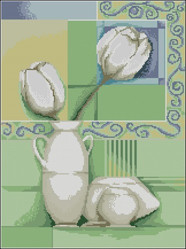 White Tulips and Vases