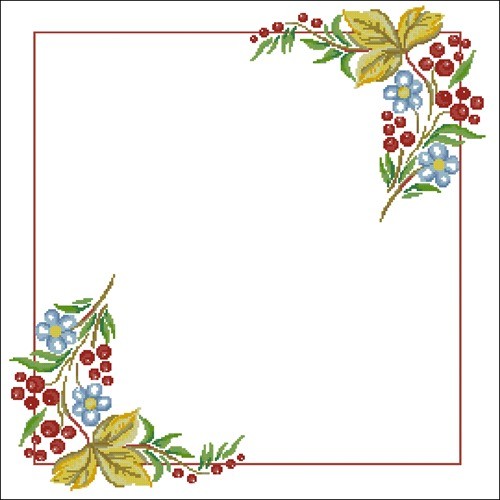 Viburnum and Blue Flowers Border
