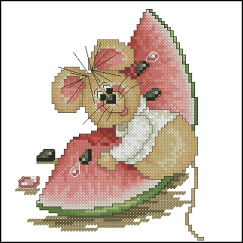 Little Mouse Eating Watermelon Slice