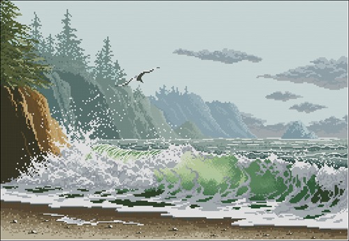 Crashing Wave on Rocky Coast
