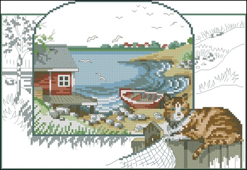 Ginger Cat by the Boathouse