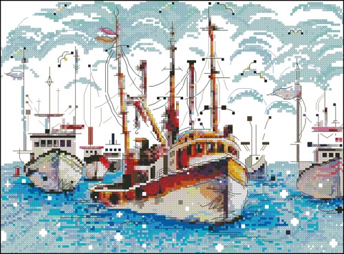 Fishing Boats in Harbor