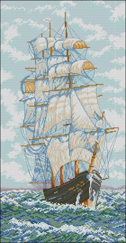 Sailing Ship in Rough Seas