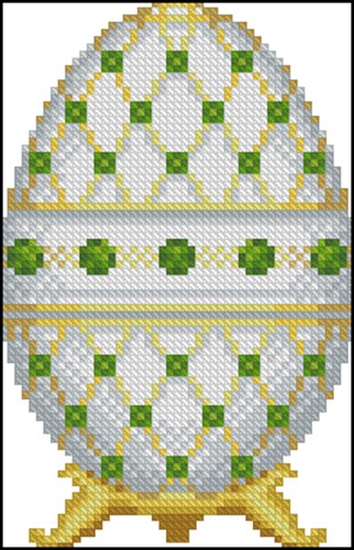 White Faberge Egg with Emeralds