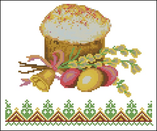 Easter Paska with Bell and Eggs