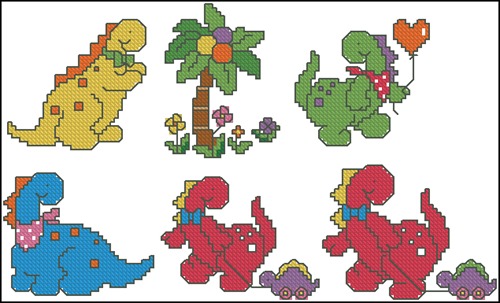 Yellow and Blue Baby Dinosaurs