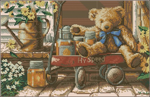 Honey Bear in Wagon