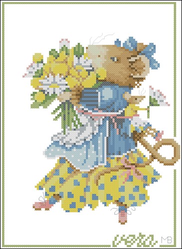 Vera the Mouse with Flowers