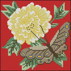Бабочка и цветок (на красном)