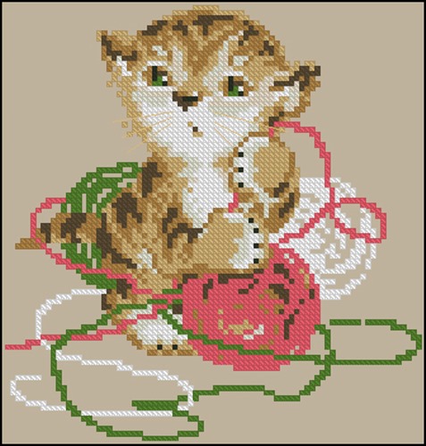Kitten with Yarn Balls