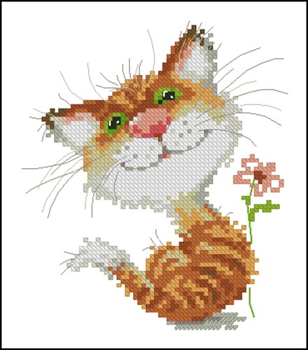 Ginger Kitten With Flower