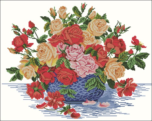 Roses in a blue