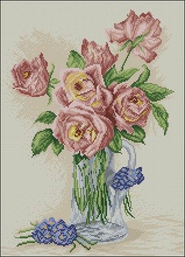 Roses and Hyacinths in a Vase