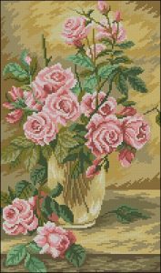 Pink Roses in Glass Vase Pink Roses in Glass Vase