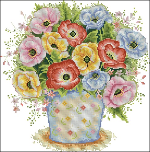 Colorful Anemones in a Vase