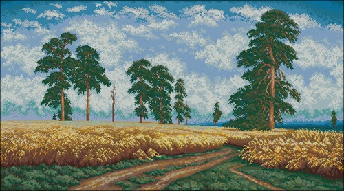 Country Road Through Golden Field
