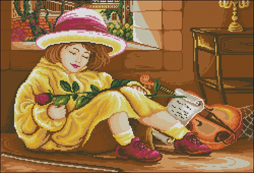 Girl With a Rose and Violin
