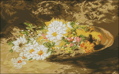 Basket of Daisies and Wildflowers