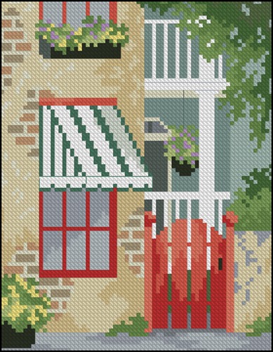 Balcony With Red Garden Gate