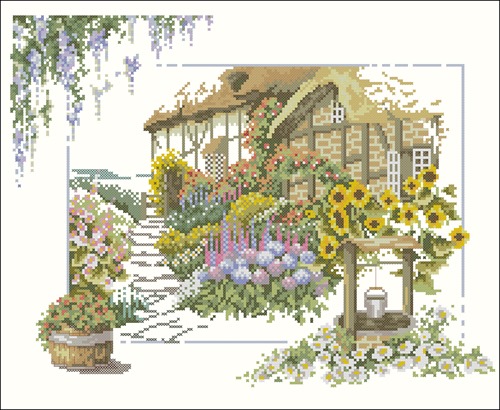 Cottage Garden with Wishing Well