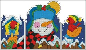 Triptych with a snowman Triptych with a snowman