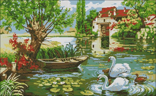 Лебеди в пруду