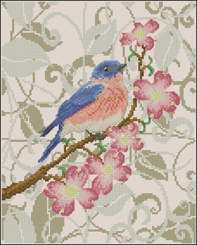 Bluebird in Blossoms