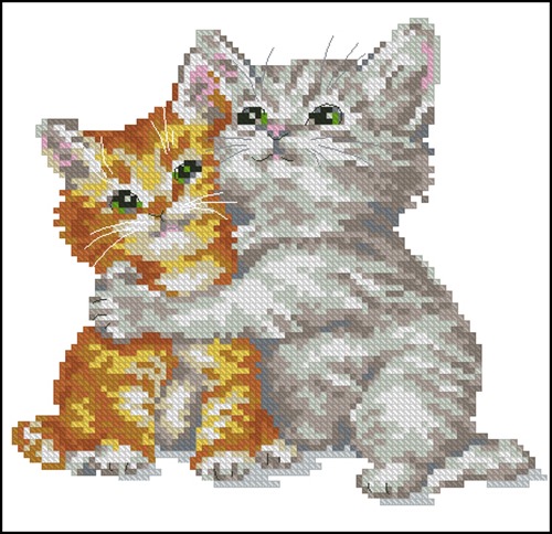 Ginger and Gray Kittens Hugging