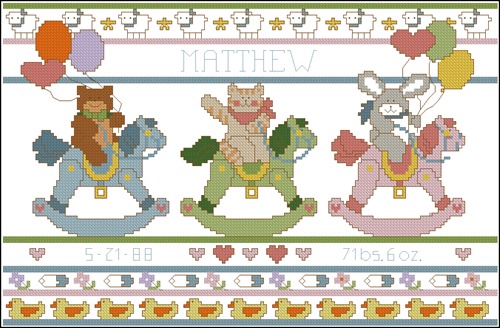 Rocking Horse Baby Birth Sampler